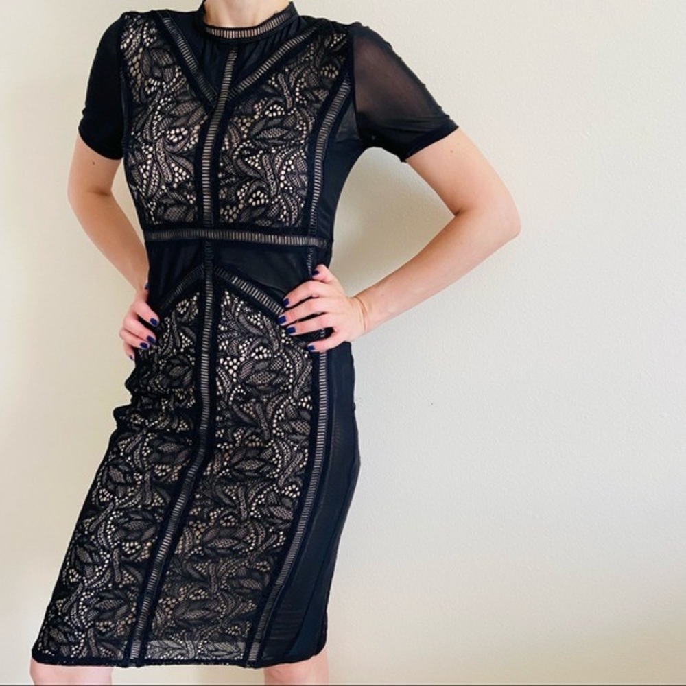 Size 6 BARDOT ELISE LACE black DRESS